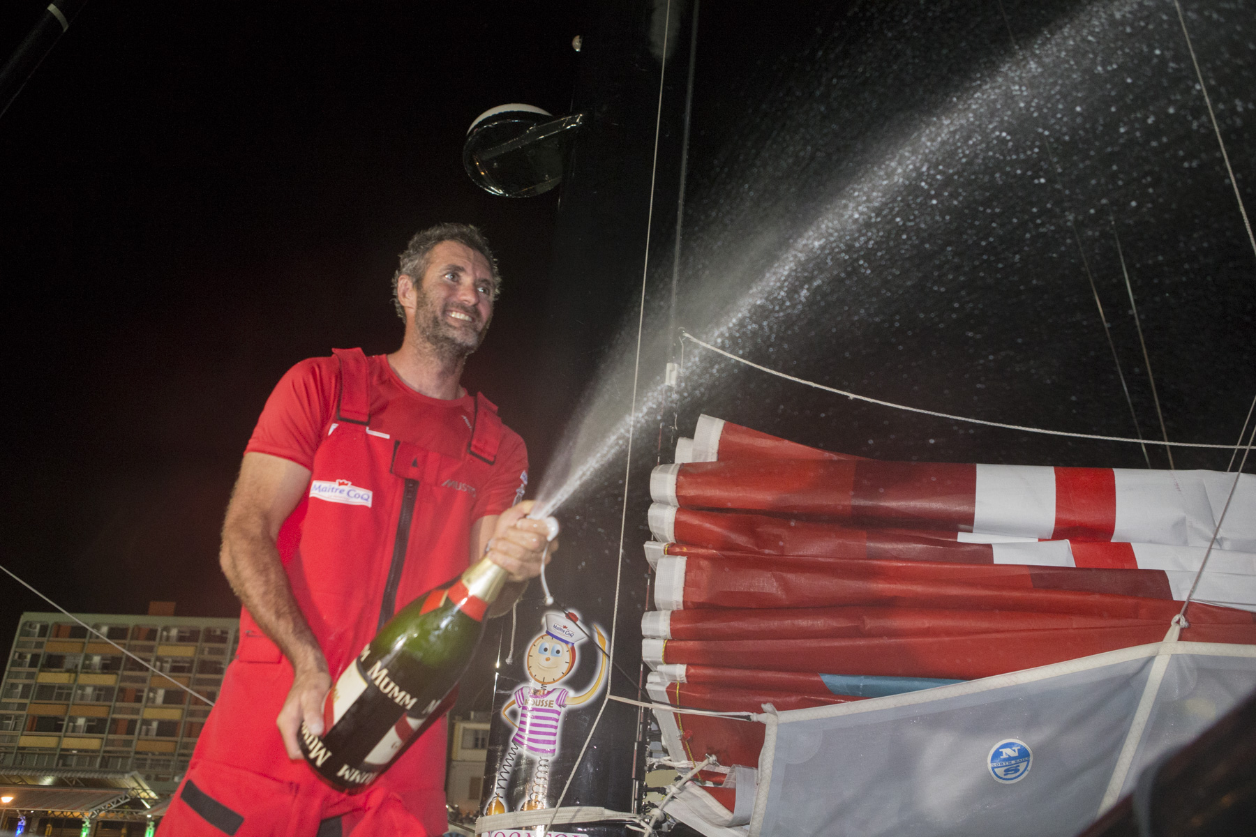 course au large Jeremie Beyou (Maitre Coq) 2eme de la categorie Imoca sur la Route du Rhum-Destination Guadeloupe 2014 - Pointe a Pitre le 14/11/2014