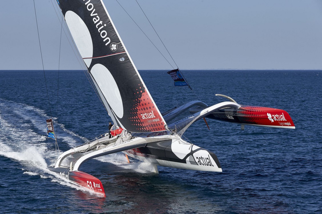 10-2015, OUTSIDE, BELLE ILE, FRANCE, ULTIM, MULTI, TRIMARAN, ACTUAL, YVES LE BLEVEC, TJV2015, HELI, Jean-Baptiste Le Vaillant